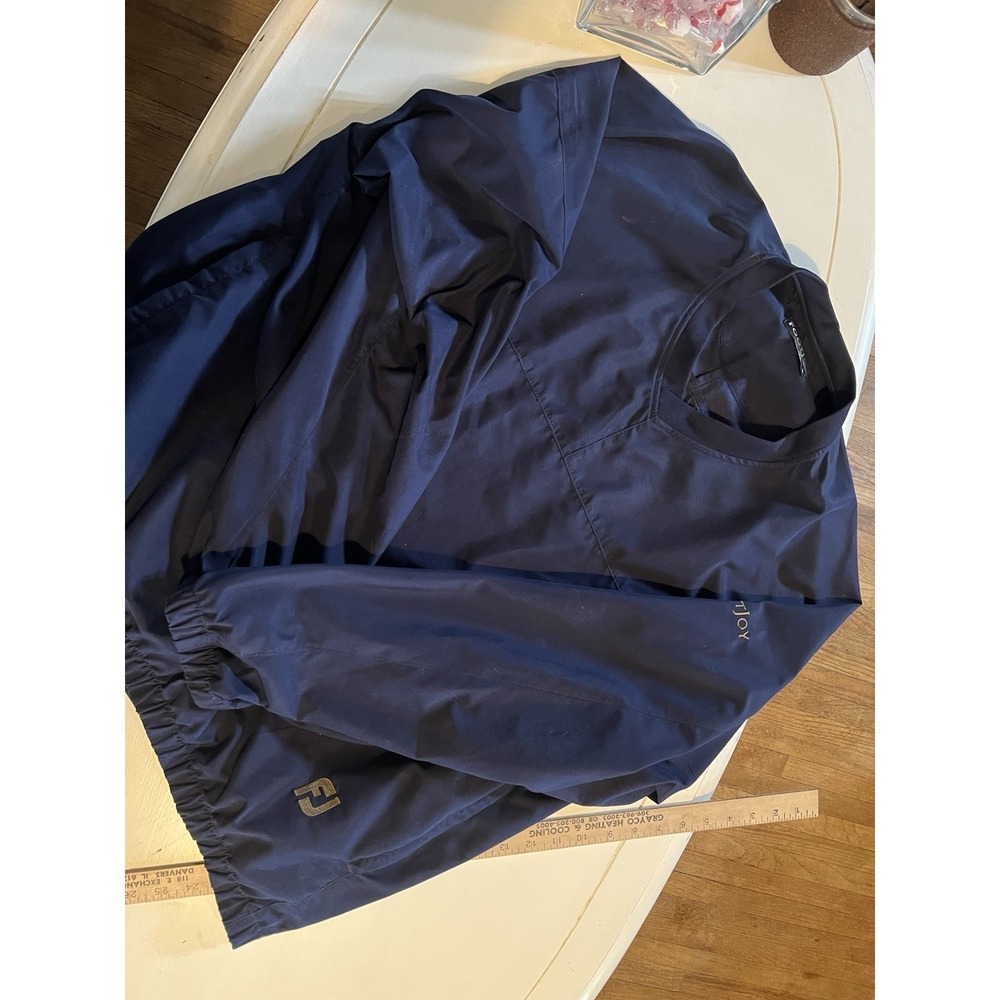 Footjoy Navy‎ Windbreaker V-Neck Lightweight Pullover Golf Rain Jacket Mens L